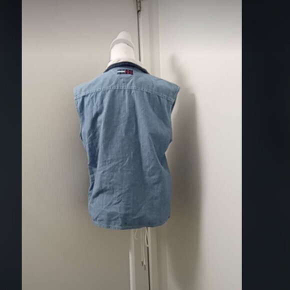 Vtg 90s Y2K Tommy Hilfiger Button Down Sleeveless Top Sz 14 - Picture 5 of 6